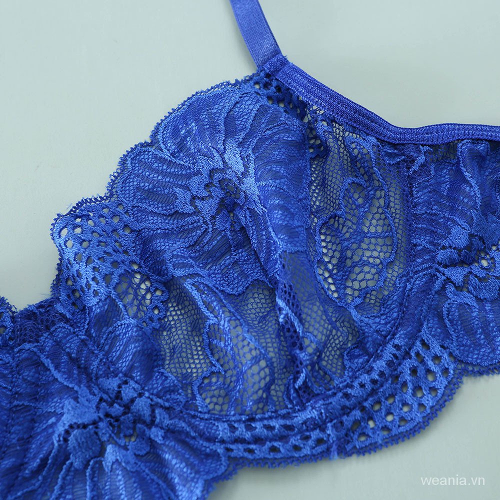 Bộ Đồ Lót Ren Lưới Mỏng Phối Vòng Thép Gợi Cảm Cho Nữ