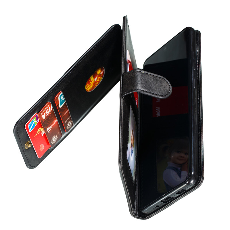 Bao da điện thoại mềm kiểu ví thẻ gập có khóa kéo cho Samsung Note 20 Note10/9/8 S8 S7 Edge Plus Pro Lite