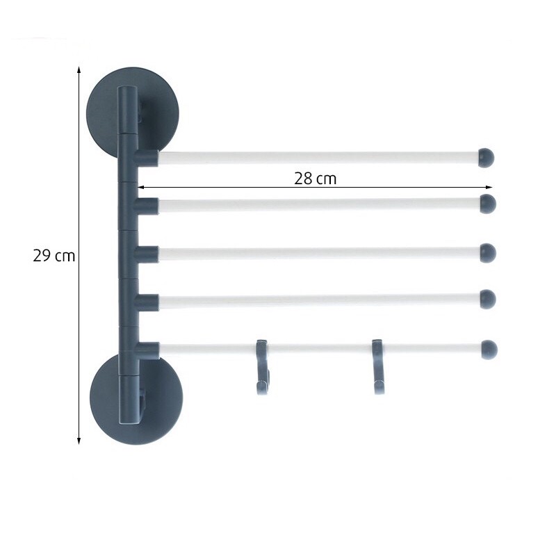 Giá treo khăn nhà tắm, Giá treo khăn mặt 5 nhánh xoay dán tường (GTK05)