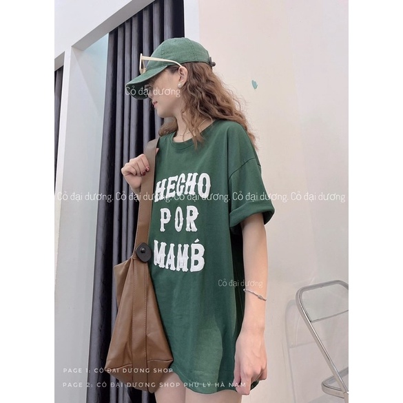 Áo Phông Nữ HECHO Unisex Dáng Rộng Tay Lỡ Màu Xanh Hot Hit