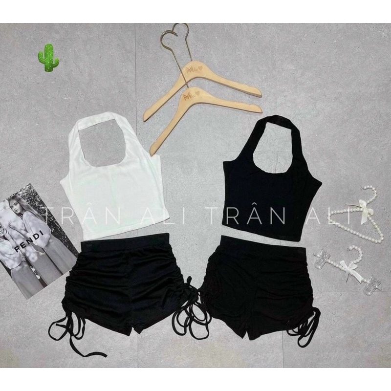 SÉT HAI MÓN QUẦN RÚT DÂY XINH KÈM YẾM S7