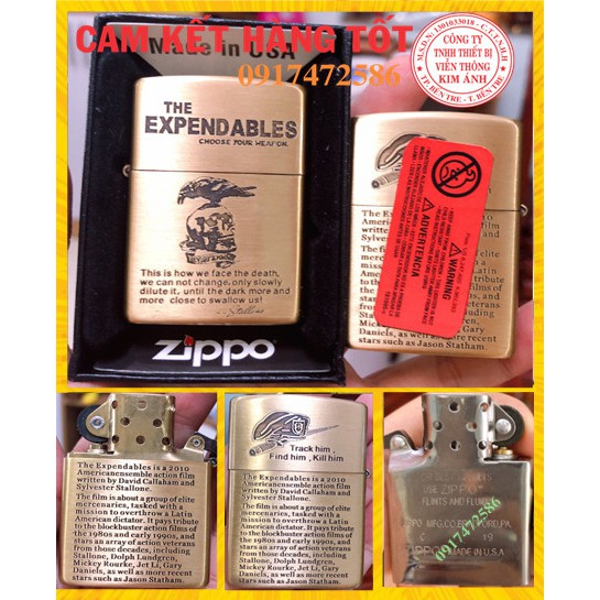 Vỏ Bật Lửa Zippo khắc The Expendables hình chim ĐẬU TỬ THẦN - KHẮC 5 MẶT- Trắng