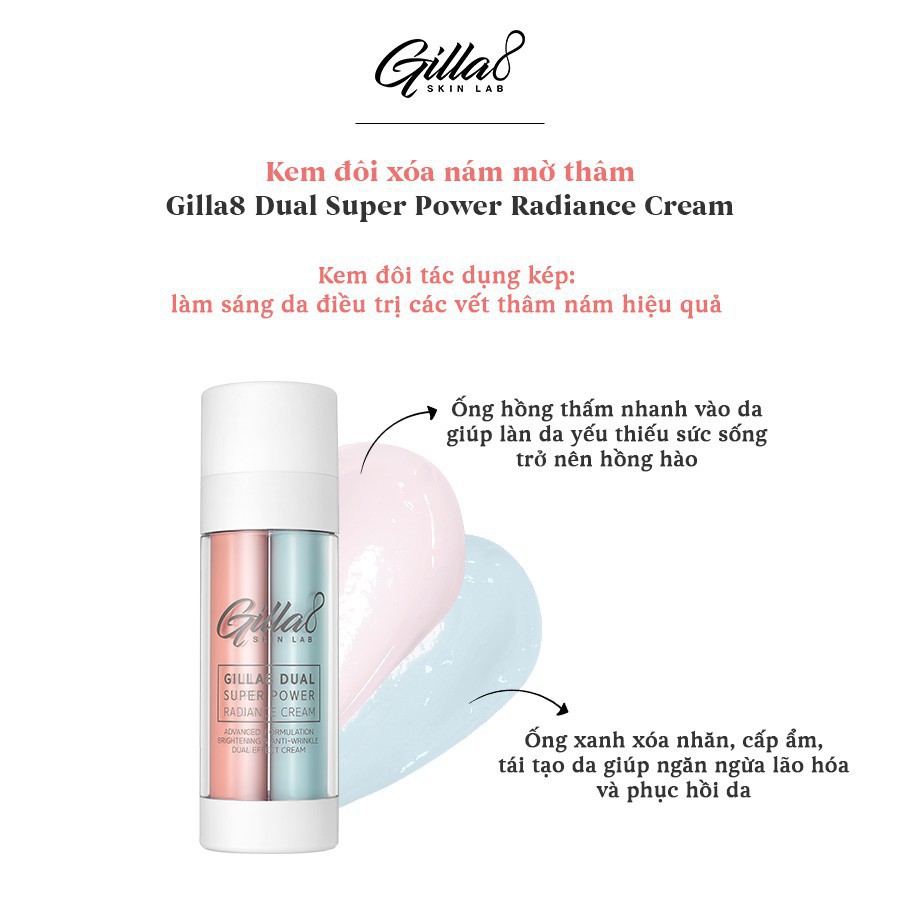 KEM DƯỠNG TRẮNG GILLA8 2IN1 DUAL SUPER POWER RADIANCE CREAM