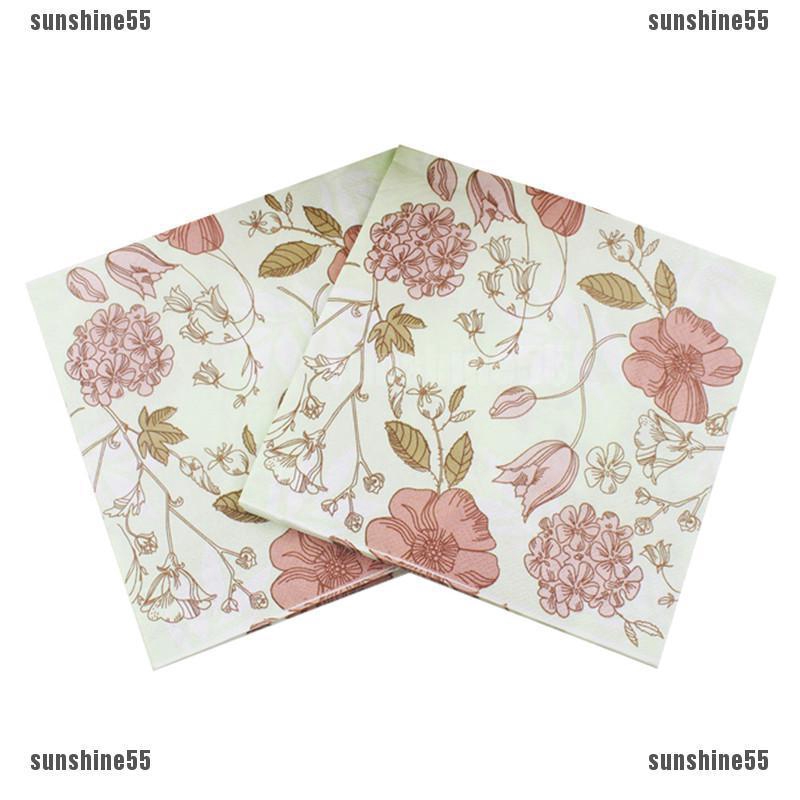 Set 20 Khăn Giấy In Hoa Xinh Xắn