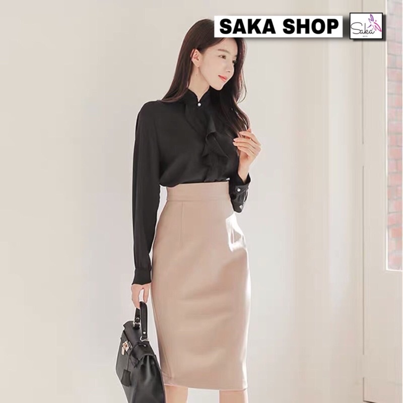 Chân váy nữ bút chì dáng dài vải tuyết mưa dày dặn nhiều màu