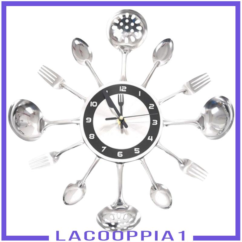 [Lacooppia1] Đồng Hồ Treo Tường Nhà Bếp Kèm Muỗng Nĩa Dễ Đọc Trang Trí