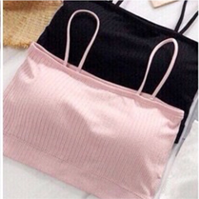 Áo bra croptop 2 dây thun gân len có sẵn mút lót ngực chất liệu su tự nhiên, gym, lót | BigBuy360 - bigbuy360.vn