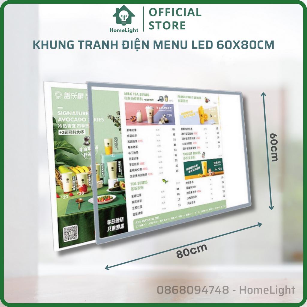 Bảng Hộp Đèn Kích Thước 60cm x 80cm Led Menu, Khung tranh điện  Để Bàn, Treo Tường