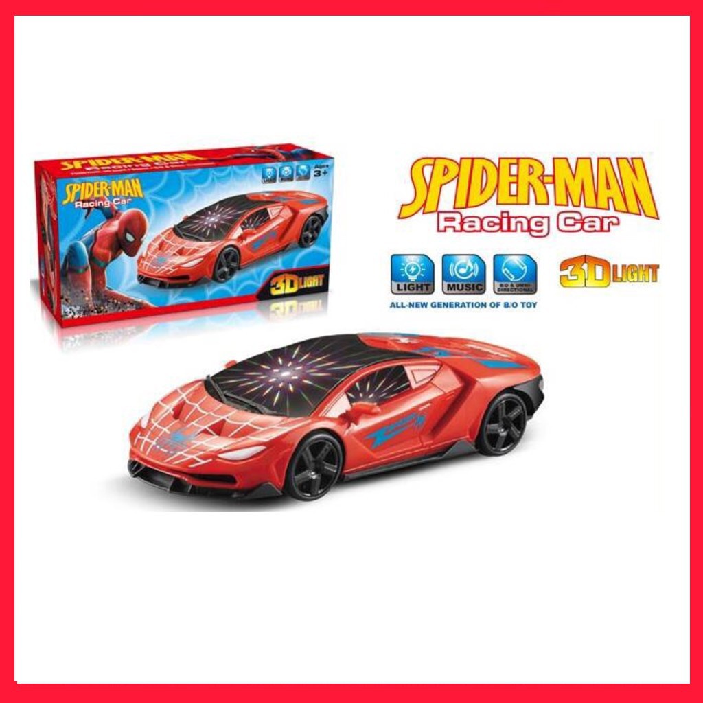 Ô tô đồ chơi người nhện Spider Man . xe ô tô đồ chơi cho bé có nhạc đèn và tự tránh vật cản
