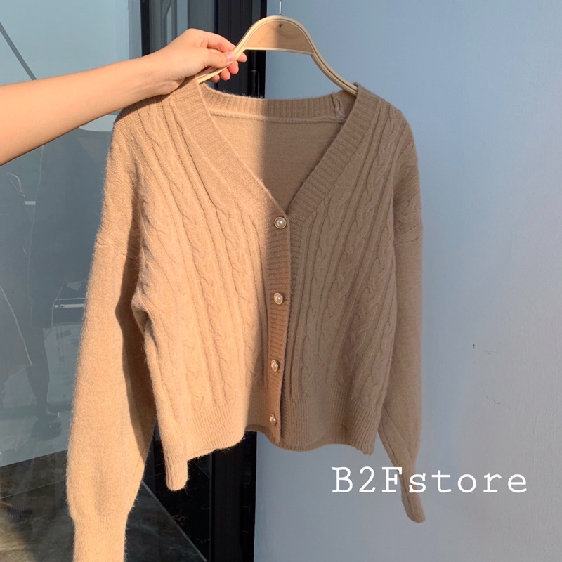 Áo khoác len cadigan cúc ngọc dáng ngắn nhiều màu, len mịn hàng Quảng Châu