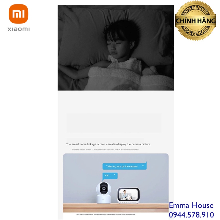 Camera IP Xiaomi 1080P xoay 360 PTZ SE 1080P MJSXJ10CM, Bao hanh 3 thang