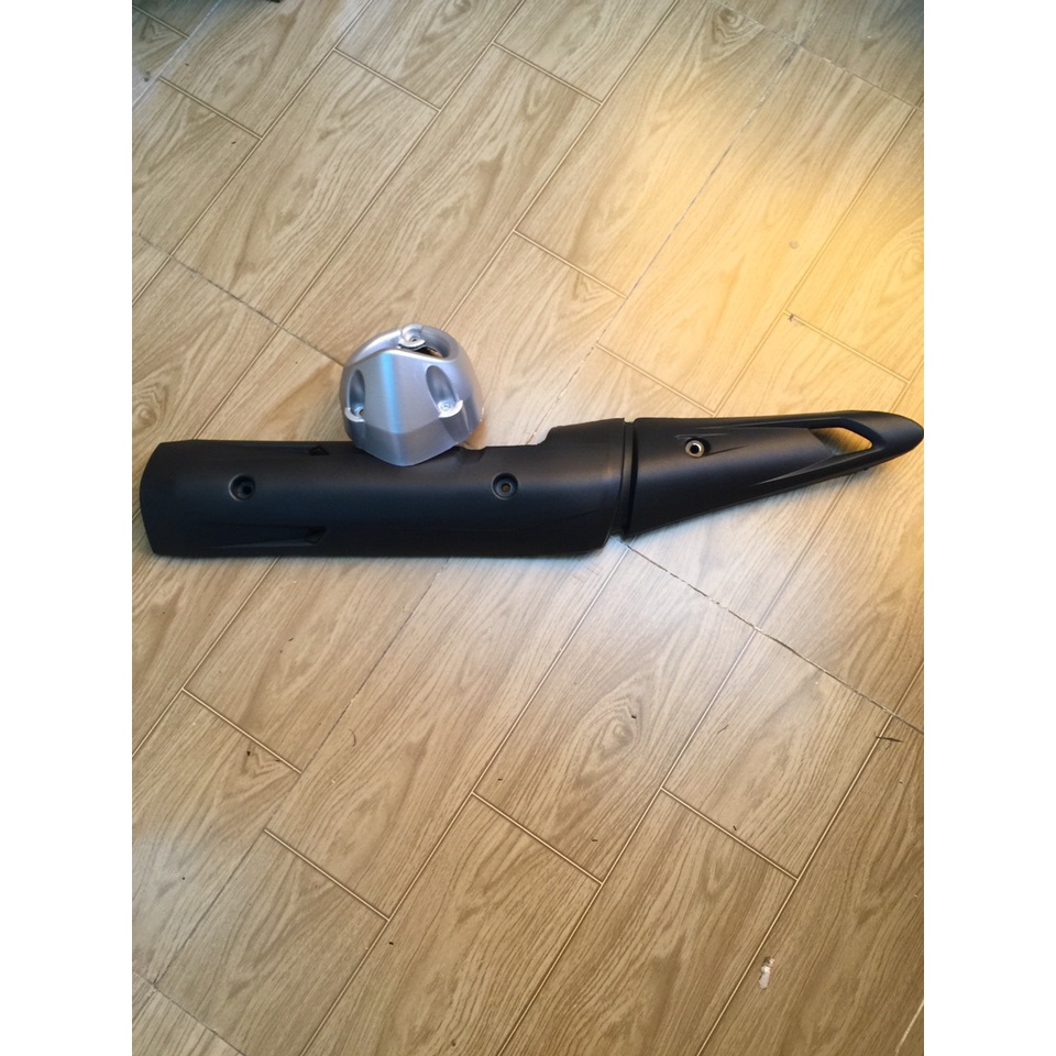 Combo Ốp Che Pô Và Chụp Đít Pô Xe Exciter 150 / Ex 150 gắn như zin Full đen, Đen bạc