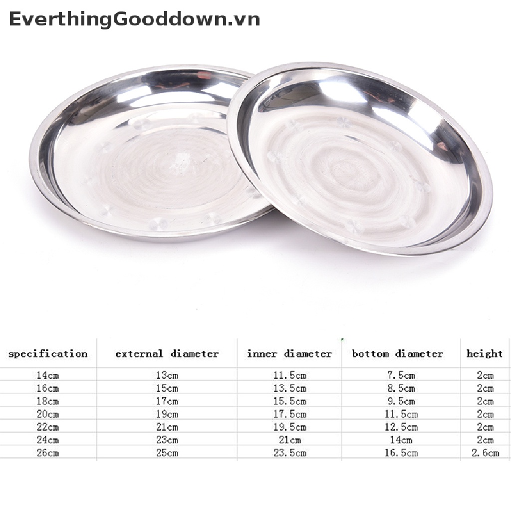 Everthingood Đĩa Tròn Bằng Thép Không Gỉ Đường Kính 14-26cm