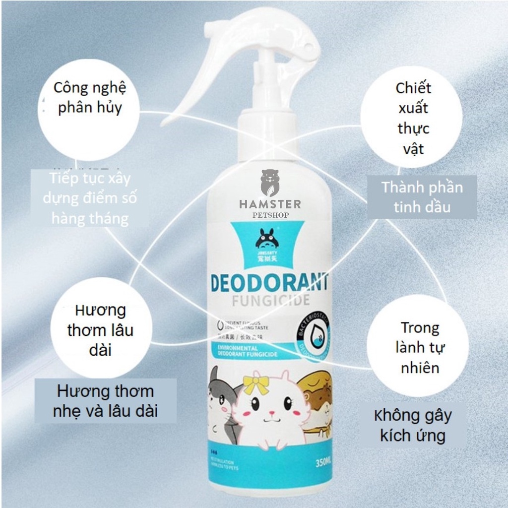 Xịt kháng khuẩn, xịt khử mùi Jonsanty cho hamster, Guinea Pig (bọ ú, chuột lang), thỏ, sóc bắc mỹ, chinchilla