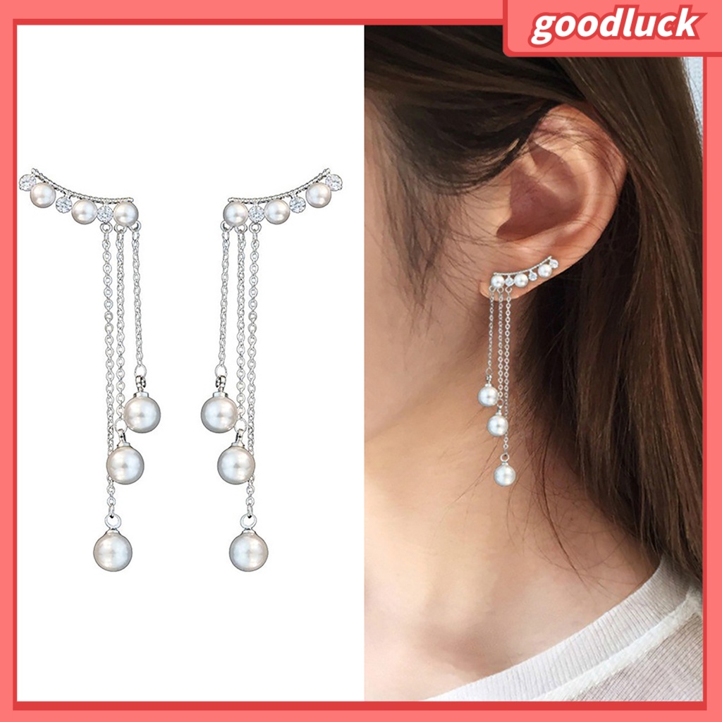 Khuyên tai dáng dài đính ngọc trai thời trang