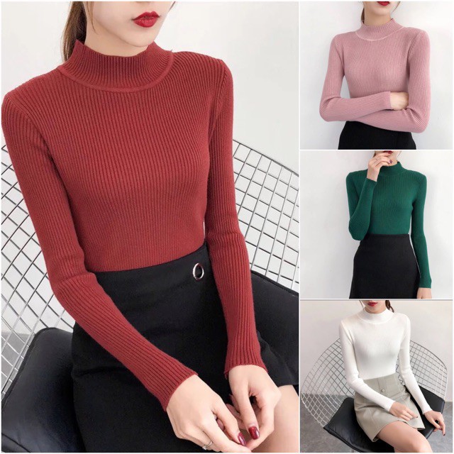 &lt; FREESHIP&gt; Áo len NỮ, áo len tơ cổ 3 phân nhiều màu chất đẹp
