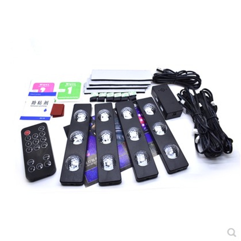 🏵️Mới🏵️ Đèn Led Gầm Nội Thất Ô Tô Chiếu Chân Ánh Sao Cổng USB Đổi Màu Theo Nhạc