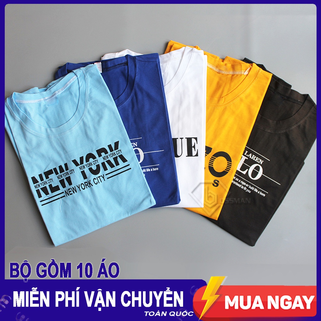 COMBO 10 Áo Thun Nam Cotton BM06 - Màu Ngẫu Nhiên