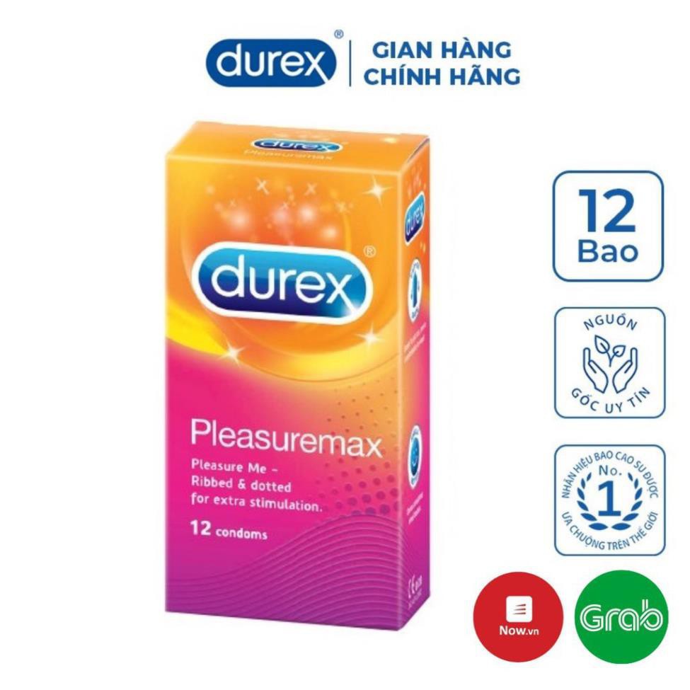 (AUTH 2021) Bao cao su Durex Pleasuremax hộp 12 chiếc bcs gân gai  tạo cảm xúc mãnh liệt Sói.official