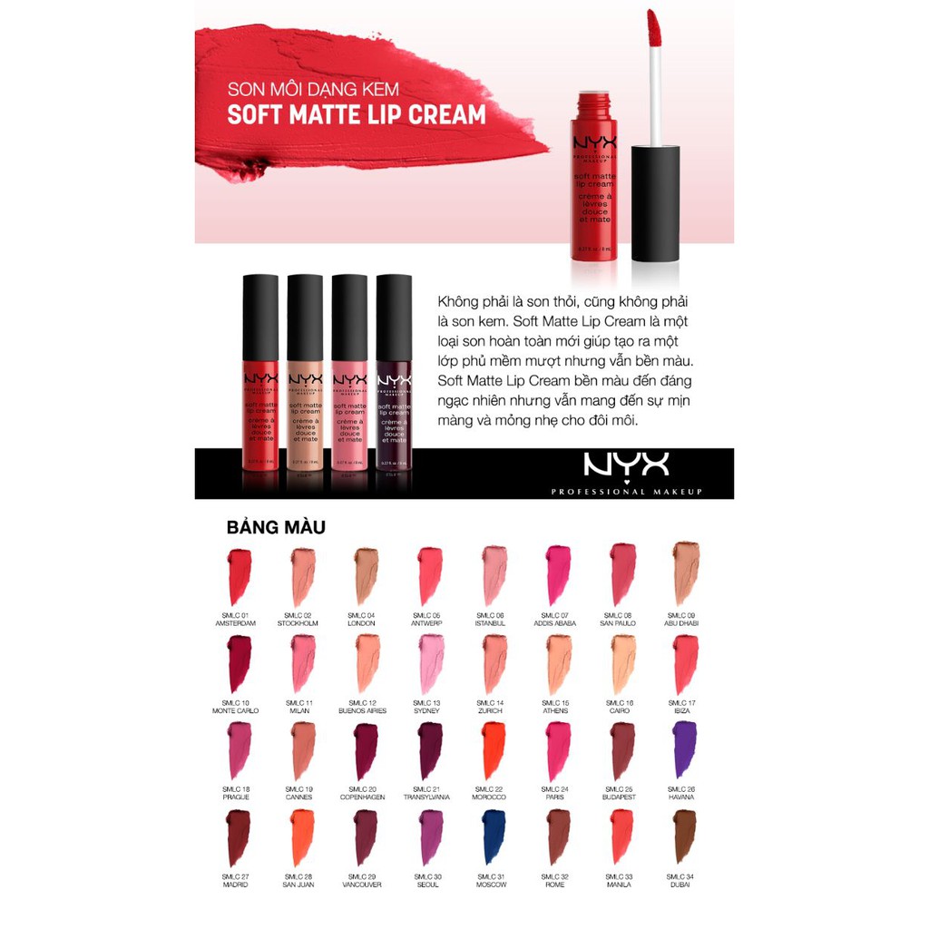 Son kem NYX Soft Matte Lip Cream