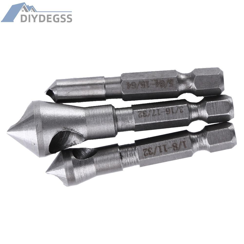 Diydegss2 3PCS HSS Titanium Coated Countersink & Deburring Drill Bit
