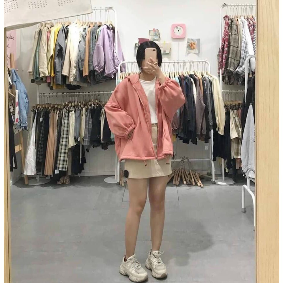 Áo Khoác nỉ Chống nắng Cho Nữ Form Rộng  KÉO TRÒN có dây kéo Unisex SIÊU ĐẸP Ulzzang video thật 123SHOP