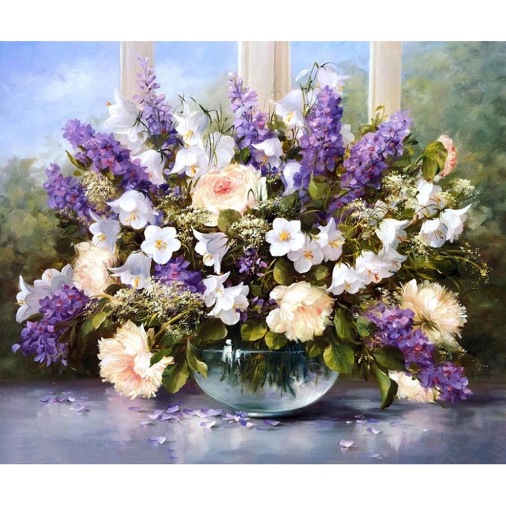 Tranh sơn dầu trang trí hình hoa lavender tự làm