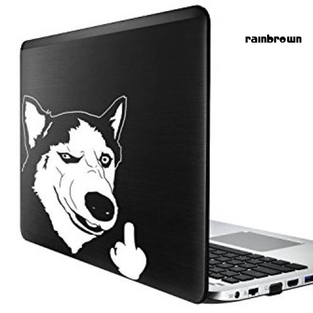 Nhãn dán trang trí laptop xe hơi hình cún husky vui nhộn