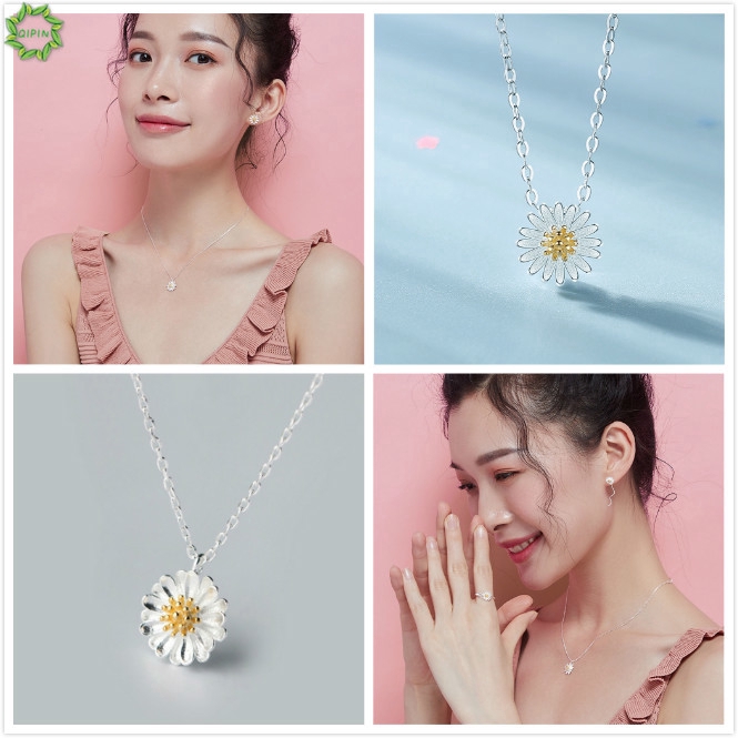 Cod Qipin Dây Chuyền Mặt Hình Hoa Cúc Phong Cách Hàn Quốc