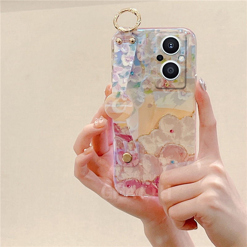 Ốp Điện Thoại Mềm In Hoa Có Dây Đeo Cho OPPO Reno7 Pro 5G Reno7Z Reno6 Pro Reno6Z 5G 4G Reno5 Pro Reno5F Reno7 5G