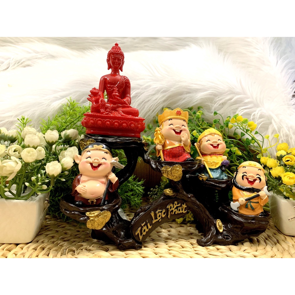 Bộ tượng Phật Tổ và Thầy Trò Đường Tăng tọa đế Tài Lộc Phát ( Hình thật )