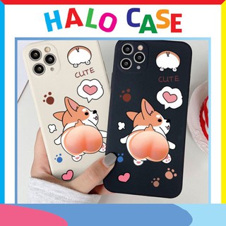 Ốp lưng iphone cạnh vuông corgi đào bóp kute 6plus/6s/6splus/7/7plus/8/8plus/x/xr/xs/11/12/pro/max/plus/promax -Halocase