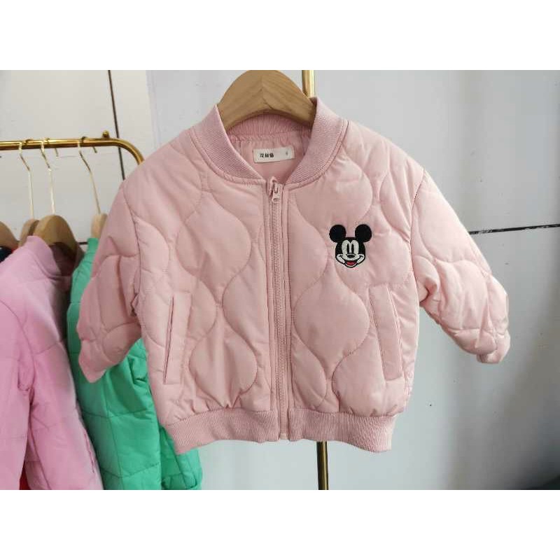 Áo khoác Bomber Mickey hồng cho bé gái 2-6y