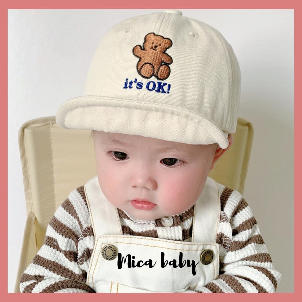 Mũ lưỡi trai hình gấu kèm chữ dễ thương cho bé MH120 Mica Baby