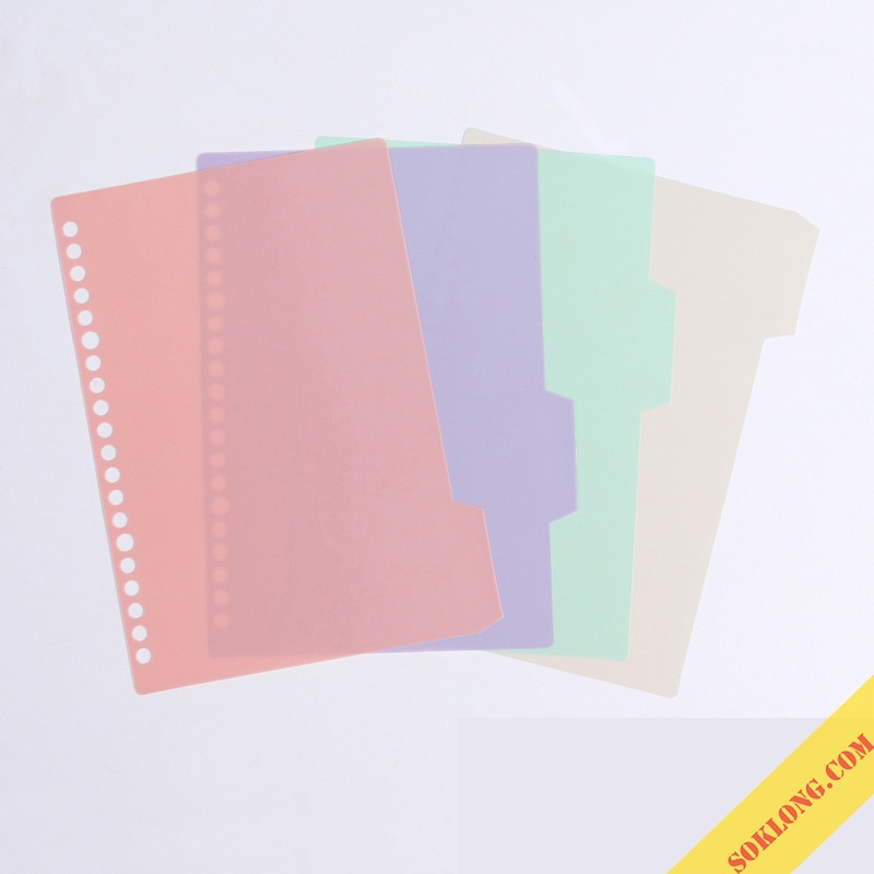 Set 4 bìa tab phân trang B5 nhựa 26 lỗ màu Pastel/ Retro SOKLONG, bìa nhựa gắn sổ còng binder đánh dấu