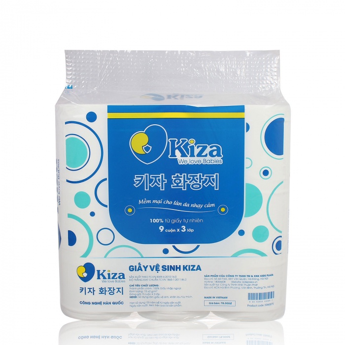 Giấy vệ sinh Kiza 3 lớp 9 cuộn