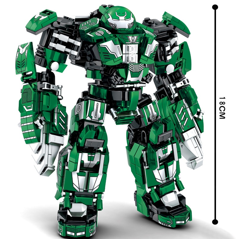 Lắp ráp mô hình Super Heroes Ironman 3D LY 76030 Hulk Buster MK26 màu xanh lá