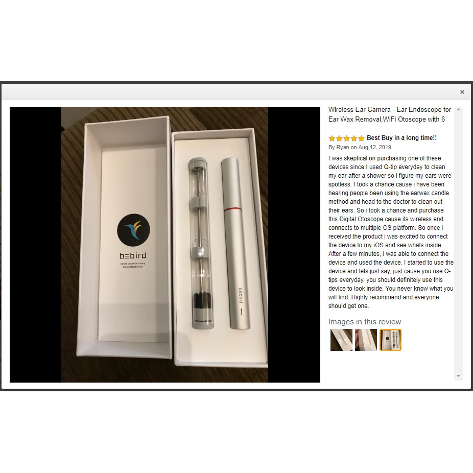 Dụng Cụ Lấy Ráy Tai Thông Minh Cảm Biến Bebird Camera Nội Soi Không Dây WiFi 6 Đèn LED và HD 1080P 2Megapixels