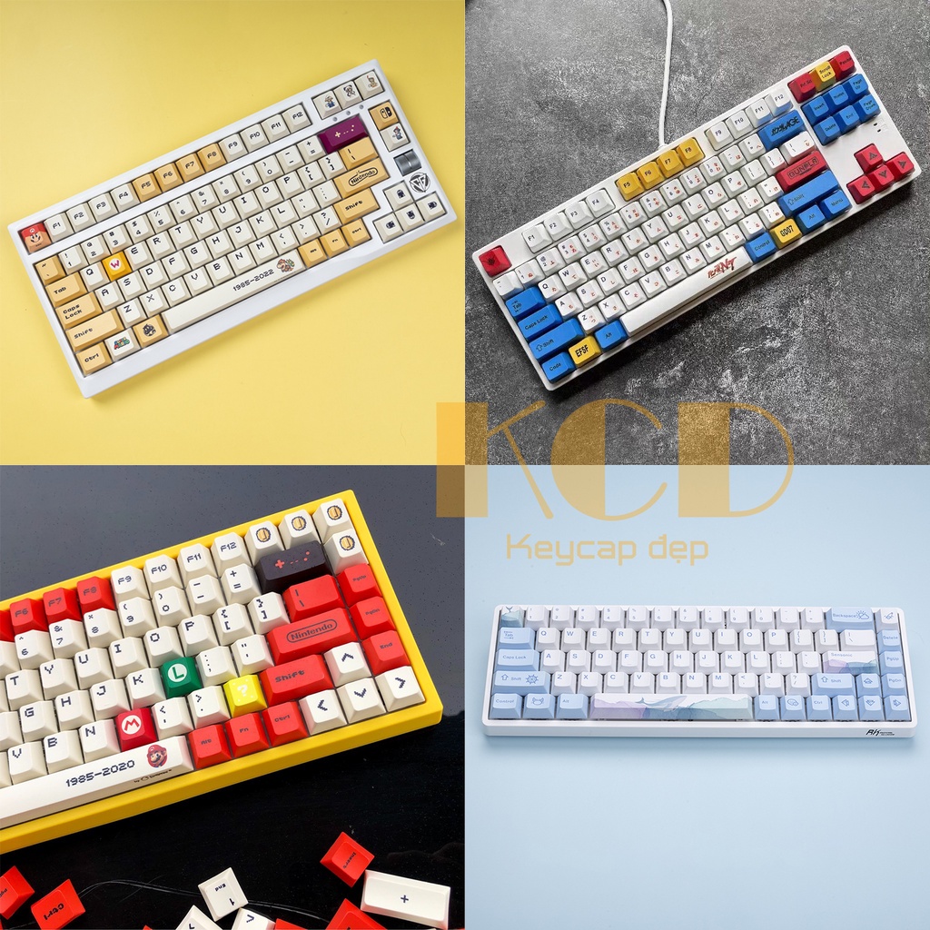 Keycap Cherry PBT chủ đề keycap Gundam, Mario phù hợp đủ layout, Keycaps cho bàn phím cơ