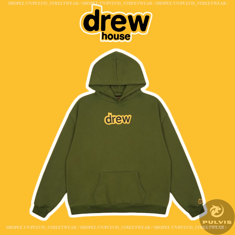 ⚡️[NỈ DA CÁ] - Áo hoodie Drew House Secret Logo Olive Nỉ Da Cá, áo hoodie justin bieber