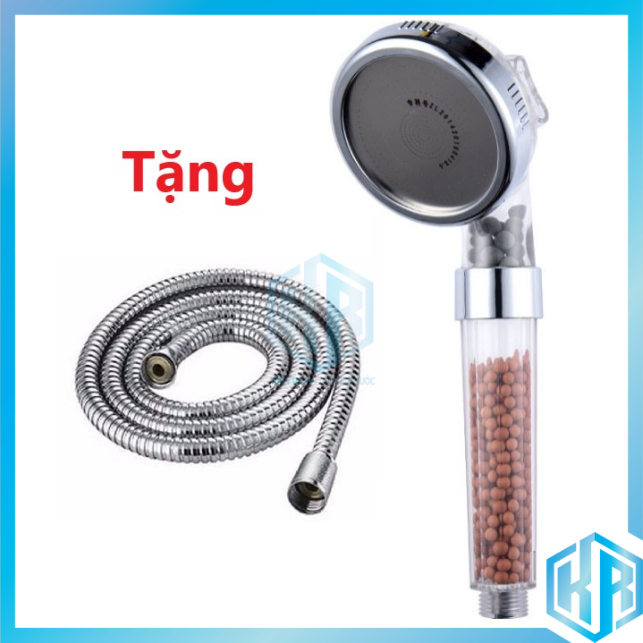Tay sen siêu bền bằng nhựa ABS trong có 3 chế độ nước tặng kèm 1 dây sen inox chống xoắn 1,5m - QM059