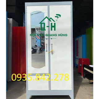 Tủ sắt 2 cánh sơn dầu xám cao cấp