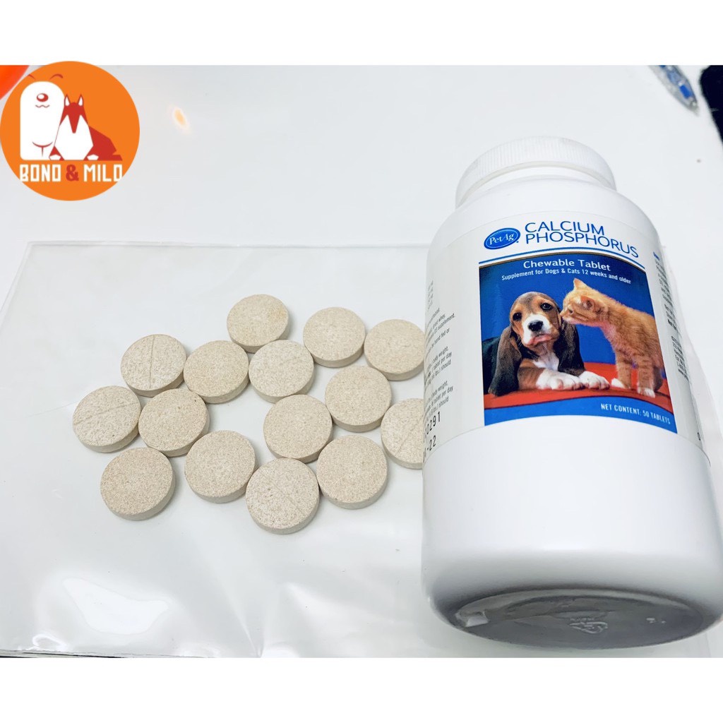 VIÊN BỔ SUNG CANXI CHO CHÓ MÈO CALCIUM PHOSPHORUS HỘP 50 VIÊN - BONDMILO SHOP