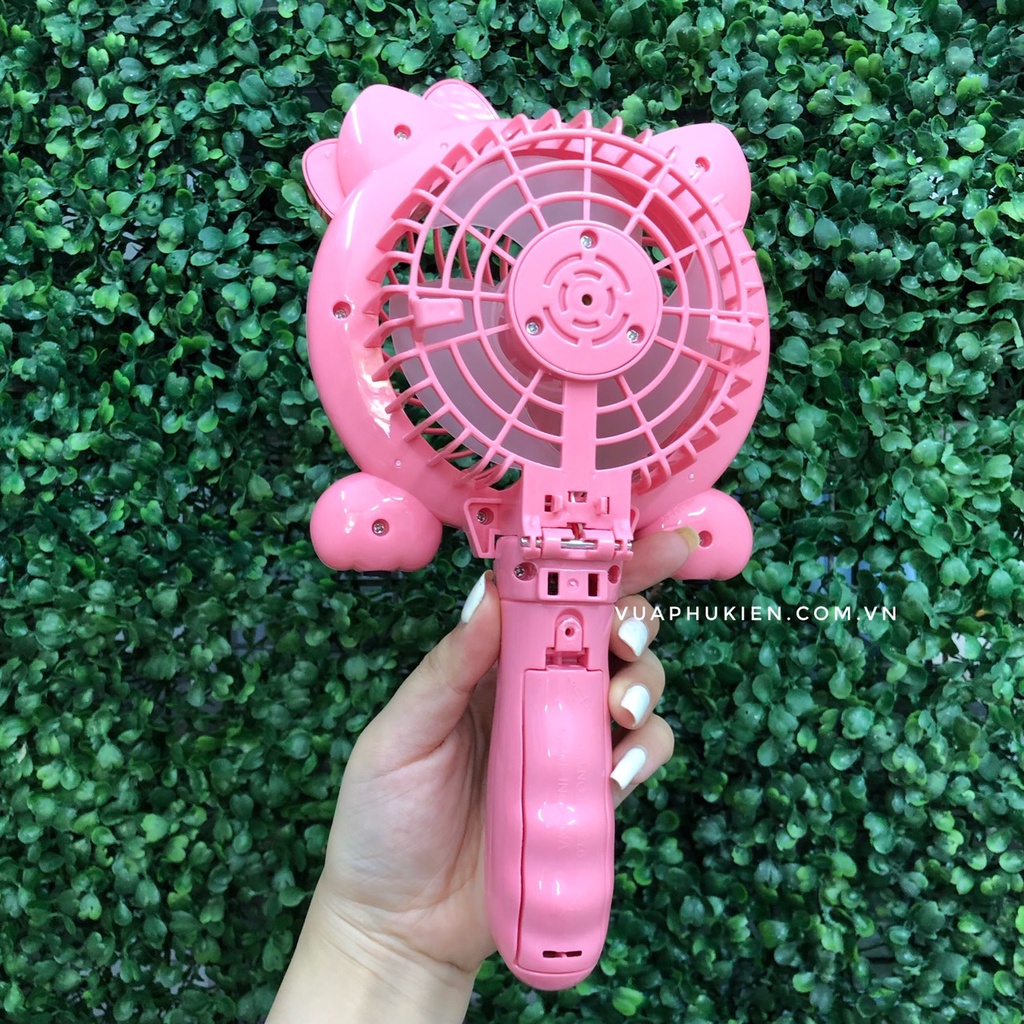 Quạt mini cầm tay và gấp gọn hình hello kitty tích điện cao cấp