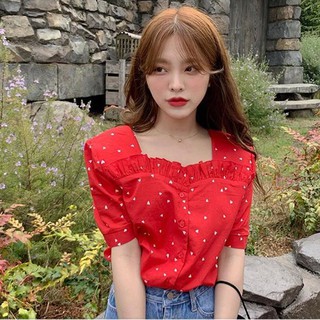 Áo cổ vuông retro tình yêu