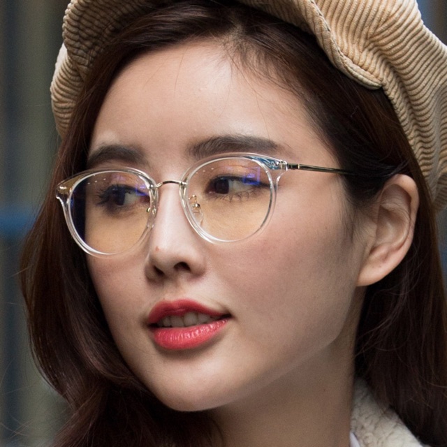 gọng Kính cậ mắt mèo 2 màu viền vàng nhận lắp cận viễn loạn theo yêu cầu