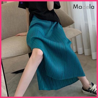 Chân váy dài xếp ly xẻ tà, chân váy midi dập ly xẻ đùi beeka store