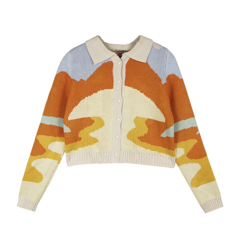 Khoác Len Cổ Polo | Áo Khoác Len Nữ Cổ Polo Màu Sơn Dầu Dáng Ngắn Phong Cách Retro Ulzzang, Hàng Quảng Châu | BigBuy360 - bigbuy360.vn