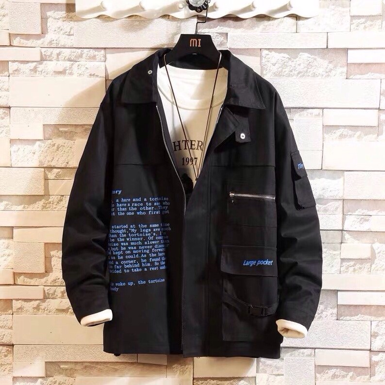 Áo Khoác Kaki Nam Túi Hộp Phối Chữ Thời Trang Hàn 2 màu | BigBuy360 - bigbuy360.vn
