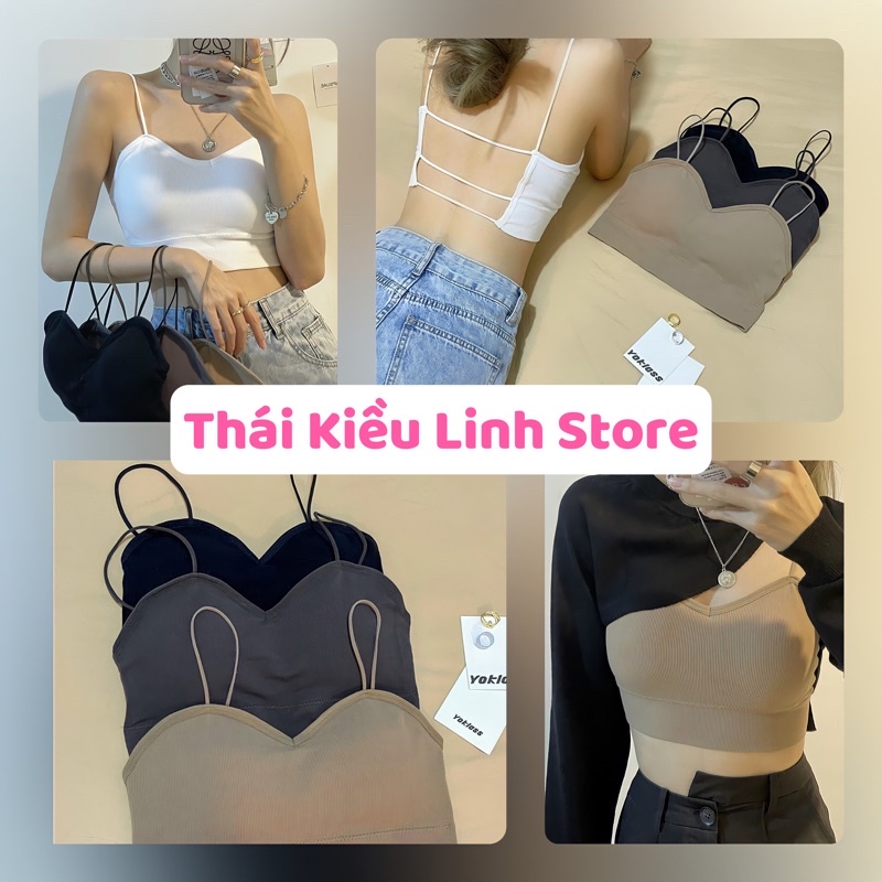 Áo bra nữ 2 dây tập gym đi biển gân tăm đẹp ,áo lót không gọng xinh xắn